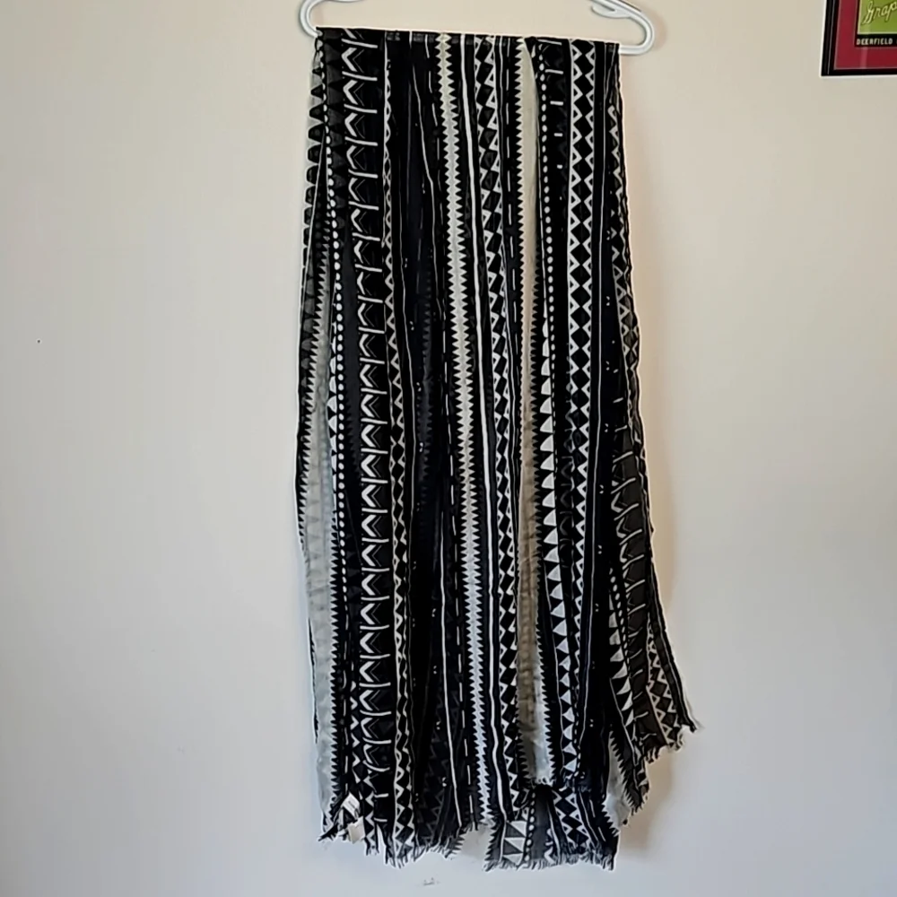 Nicole Miller Pashmina Scarf Poncho Cream Black One Size